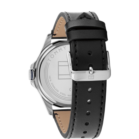 Tommy Hilfiger Men's Black Leather Strap Watch 44mm - Picture 3 of 3